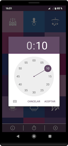 Smartphone screenshot of Baby Sleep app timer