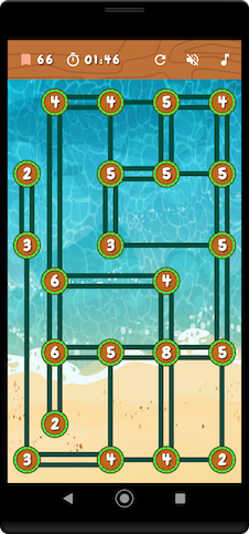 Smartphone screenshot of Hashi Puzzle app level